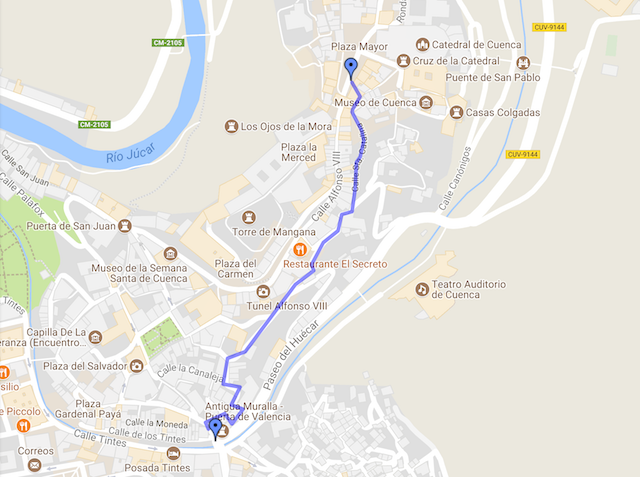 ruta por cuenca a la plaza mayor de cuenca